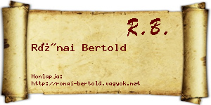 Rónai Bertold névjegykártya